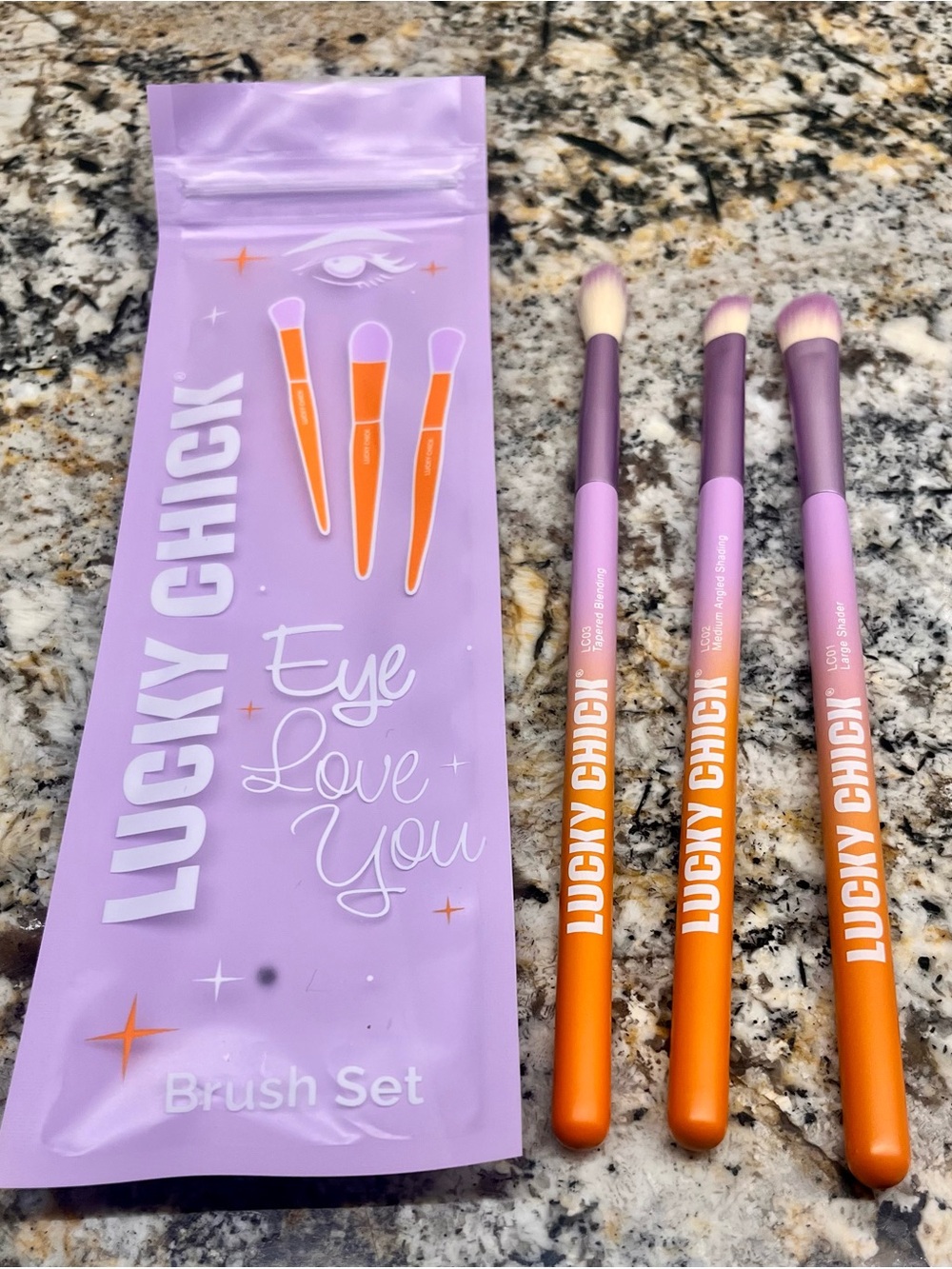 Lucky Chick Eye Brush Set - Lavender & Orange Eye Brushes